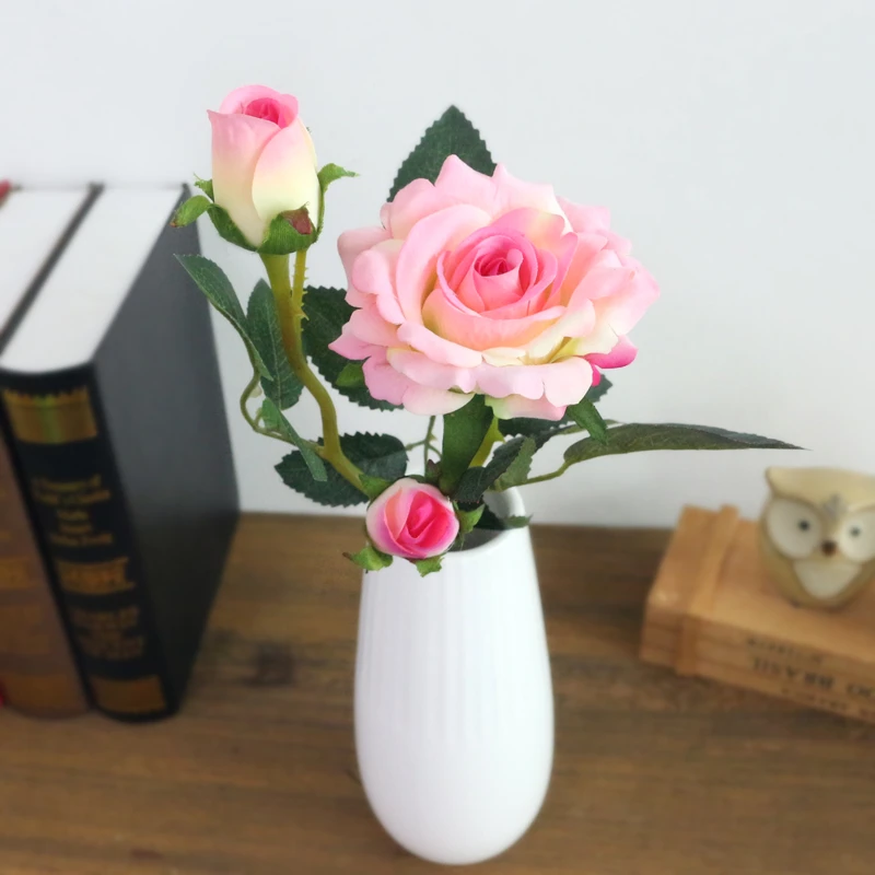 JAROWN Artificial Flannel Ruyi Rose Simulation Fake Flowers Branch Wedding Decor Home Office Decoration Silk Flower (8)