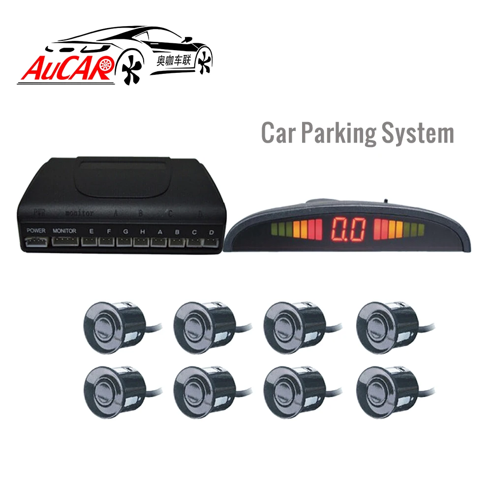 

AuCAR Car Auto Parktronic LED Parking Sensor With 8 Sensors Reverse Backup Car Parking Radar Monitor Detector System Backlight