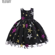 TELOTUNY детское платье, принт со звездой, кружевное платье для девочек, детская одежда для костюмированной вечеринки; костюм принцессы; вечерние платья-пачки с бантом для девочек, платья с принтом Новая мода NOV28
