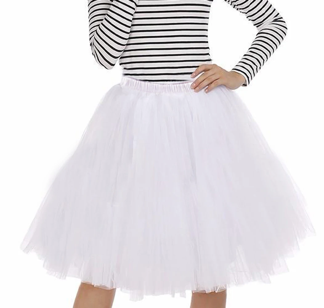Женская линия Нижняя юбка в стиле ретро кринолин 6 слоистых Свинг бальное платье юбки миди Нижняя юбка