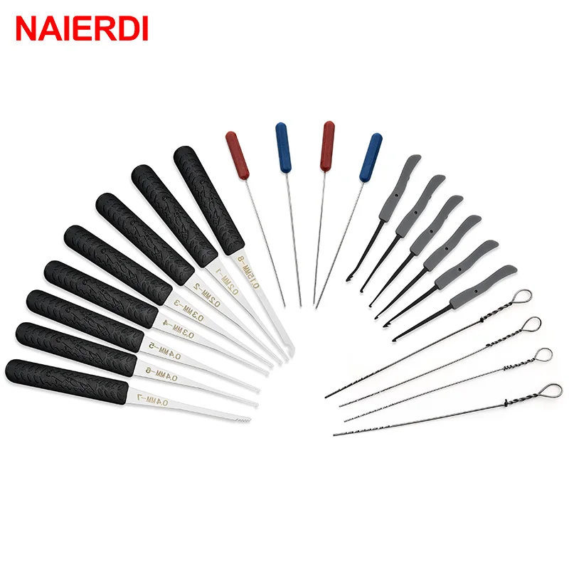 NAIERDI – ensemble de crochets de verrouillage, fournitures de serrurier, clé cassée, extracteur automatique, crochets, outils à main en acier inoxydable, matériel de bricolage, 12 pièces