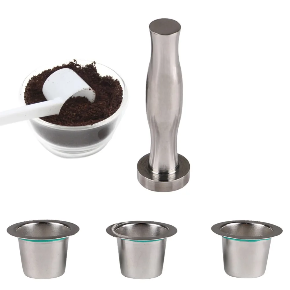 

120pcs/set Nespresso Refillable Coffee Capsule Stainless Steel Reusable Pods Filters for Nespresso Machines Coffee Tamper Kit