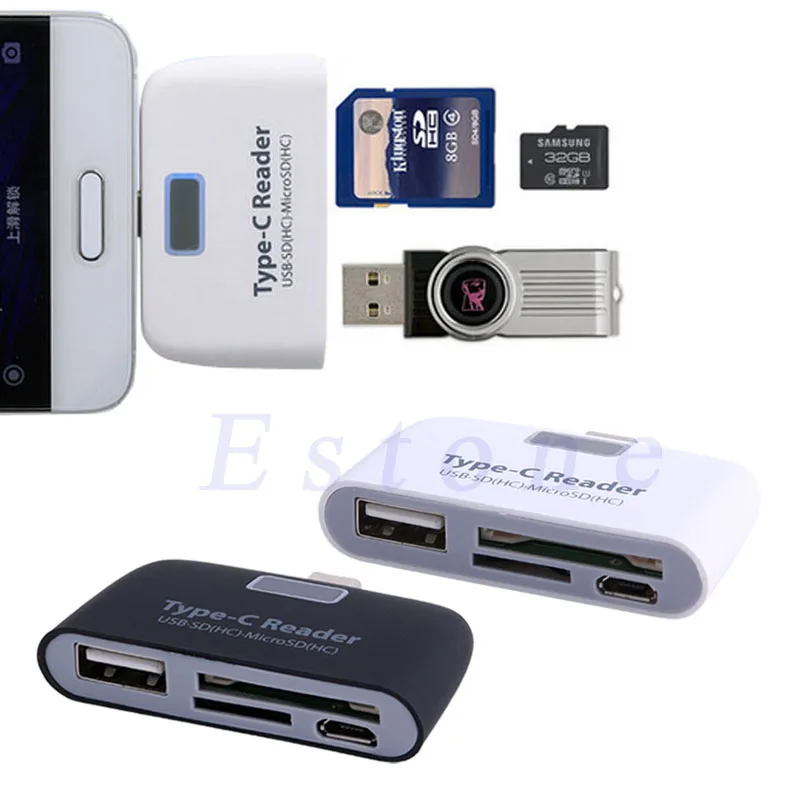 SD кард-ридер 3в1 USB 3,1 type C USB-C TF OTG Micro для Macbook Phone Tablet