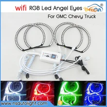 For GMC Sierra Chevrolet Silverado WIFI Control Angel Eyes kit Multi-Color Ultra bright RGB LED Halo Ring