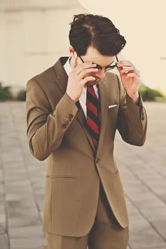

Custom Best Man Beach Wedding Suits For Men Latest Coat Pant Designs Brown Formal Slim Fit 2 Pieces Masculino Jacket+Pants