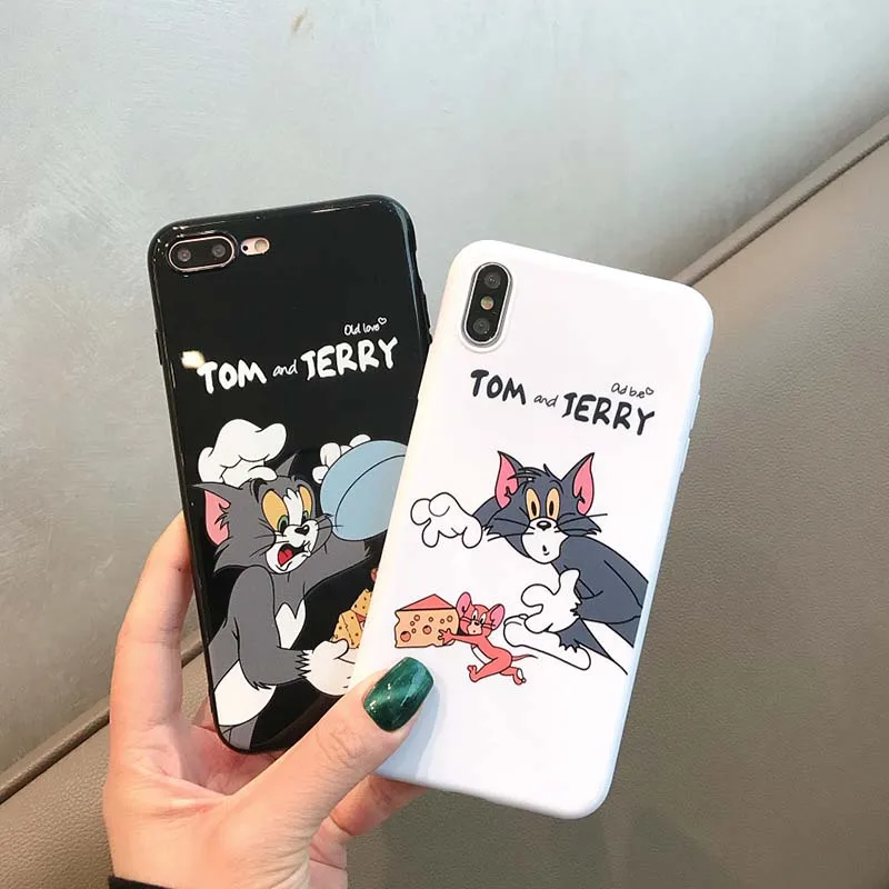 

Cute Tom and Jerry Phone Case For iPhone X XR XS Max 6 6S Plus Soft Silicone Full Back Cover For iPhone 7 8 Plus Cases Capa