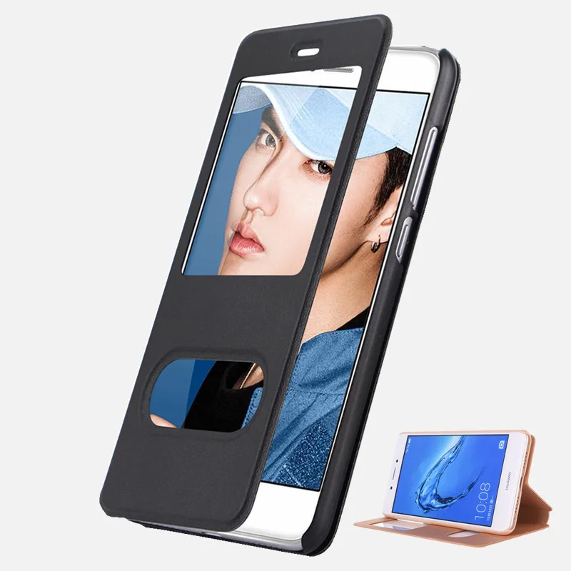 

Luxury PU Leather Smart Flip Cover For Huawei Honor 9 lite P Smart Case Stand Window Views For Honor 8 light Phone Cases Fundas