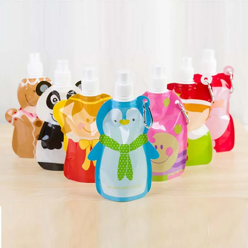 8Pcs Trendy Cartoon Animal Shape Foldable Collapsible Water Bottle FDA