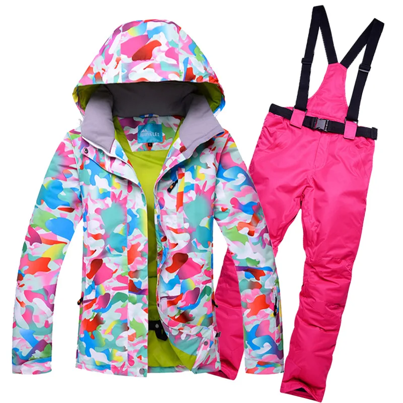 

2018 Waterproof Ski Suit Ski Jacket + Ski Pant for Women Skiing or Snowboarding Suit For Female Outdoor Hiking Clothing