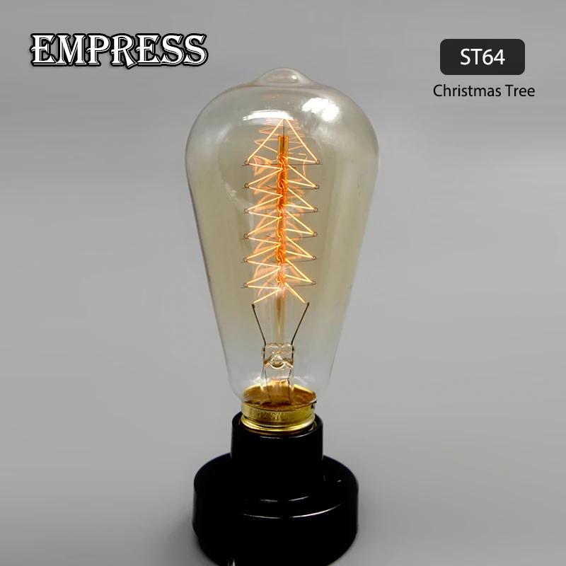 vintage christmas tree spiral light edison bulb e27 lamp ST64 220V 110V