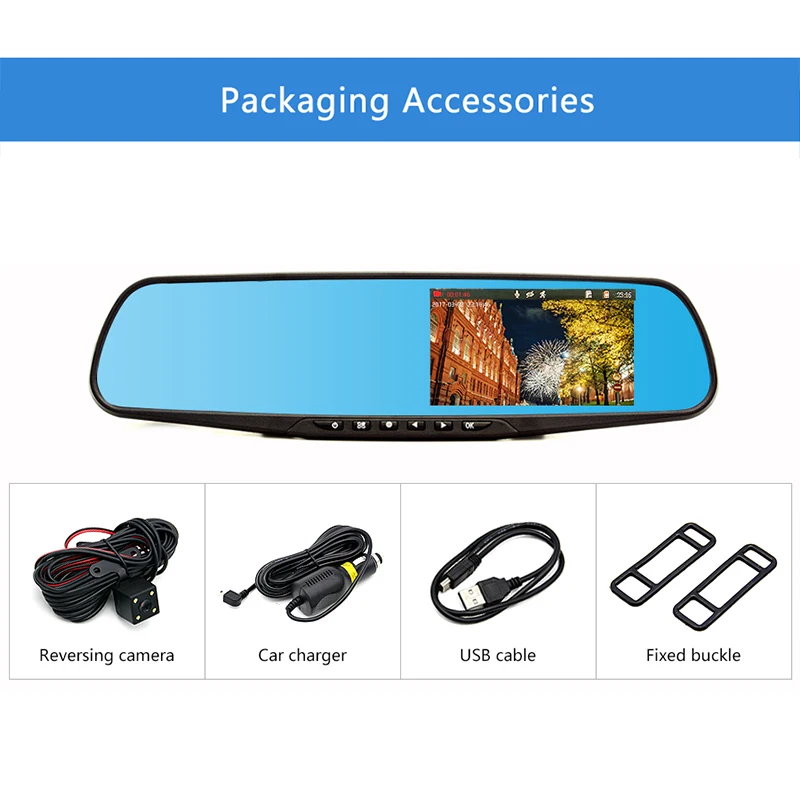 Junsun Car DVR dual camera Full HD 1080P Video Recorder Rearview Mirror With Rear view Automobile DVR Mirror Dash cam car dvrs