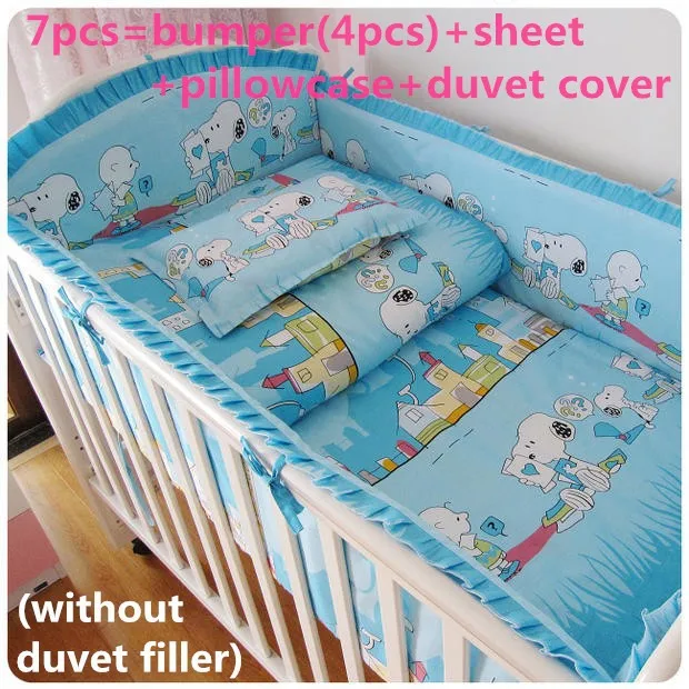 

Promotion! 6/7PCS baby bedding set cotton crib bedding piece set,Duvet Cover, unpick ,120*60/120*70cm