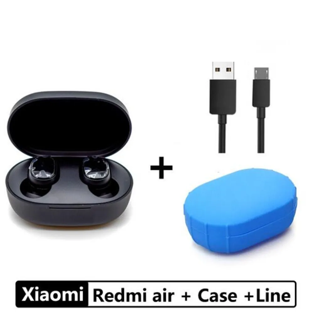 Оригинальные Xiaomi Redmi Airdots TWS Bluetooth 5,0 наушники беспроводные активные шумоподавления с микрофоном Handsfree AI управление - Цвет: add case and cable