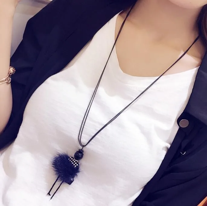 GHRQX Горячая из корейской норки волос Девушка длинное ожерелье Мода 1 шт