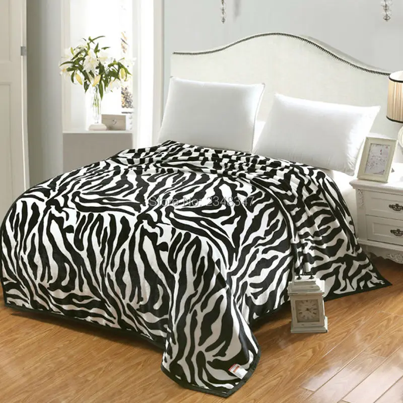 Quality Fashion Black Zebra Microplush Soft Warm Faux Mink Flannel