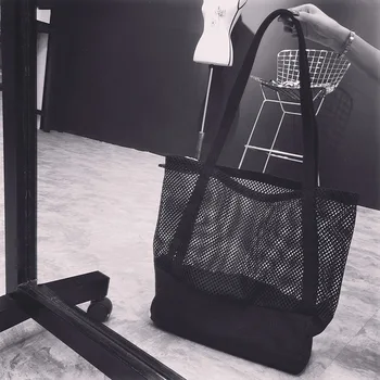 

New Summer Style Canvas Women Bags Big Size Hollow Out Lady Shoulder Bag Women Leather Handbag Tote Shopping Bag