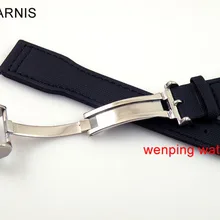 Parnis 22 мм Смешанные Черные тканевые кожаные пряжки ремешок подходят мужские часы P133