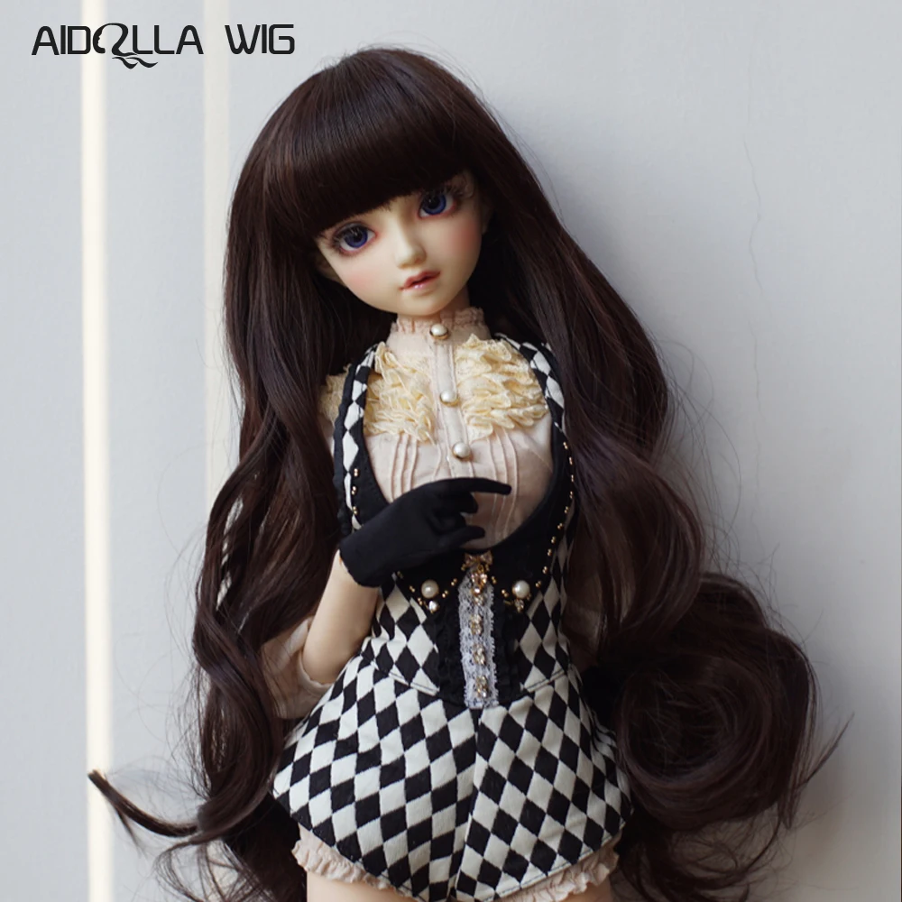 

AAAA High Quality Synthetic Dark Brown Long Doll Wig Bjd Hair Wig Finished Boy Style Wig 1/3 1/4 1/6 Bjd Dolls for Choice