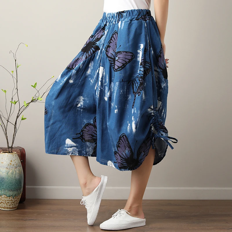 

2018 print Women Cotton Linen Harem Pants Vintage Plus Size Solid Loose Long Autumn summer Trousers Skirts pants