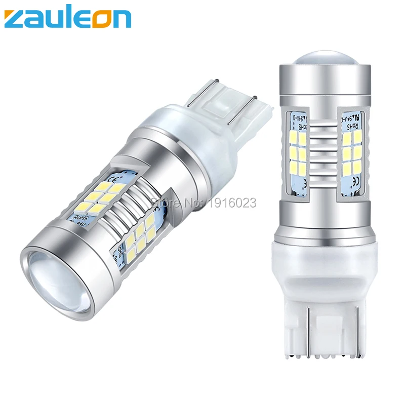 Koop Zauleon 2 stks T20 7443 7440 Wedge W21W W21 5 W Wit 976 lumens DRL LED Reverse Licht Brake Strop Gloeilampen Parkeer Lamp