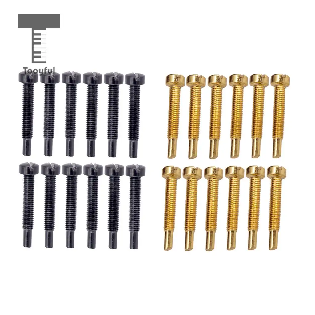 Tooyful 12 Sets Electric Guitar Humbucker Polepiece Mounting Screws Golden + Black