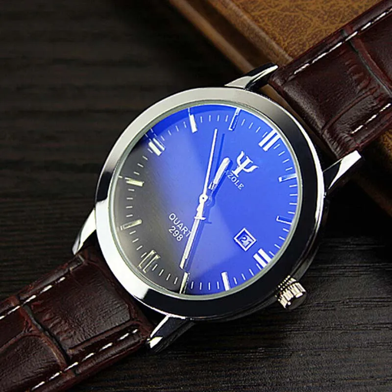 

YAZOLE Luxury Brand Beauty Mo 2018 Newest Man Leather Band Calendar Date Analog Quartz Waterproof Wrist Watch Fast Shipping