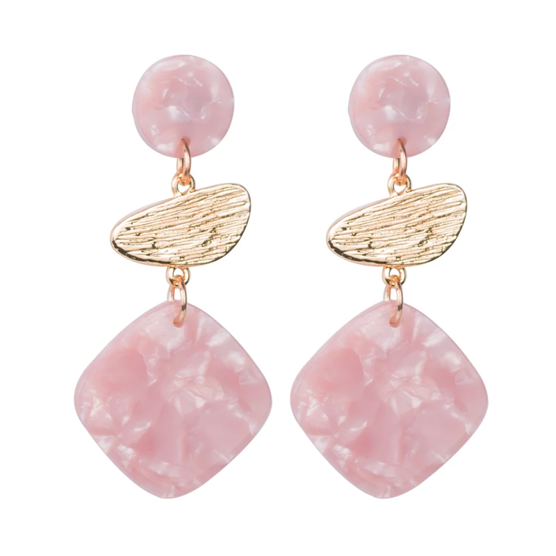 Classic Resin Drop Earrings for Women Geometric Acrylic Dangling Earings Fashion Elegant Summer Metal Dangle Earring Jewelry    (2)