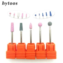 HYTOOS 5 шт. корундовое сверло для ногтей, шлифовальная насадка, насадка для удаления заусенцев, кутикулы, кусачки для дизайна ногтей, полировочные буферные сверла, аксессуары