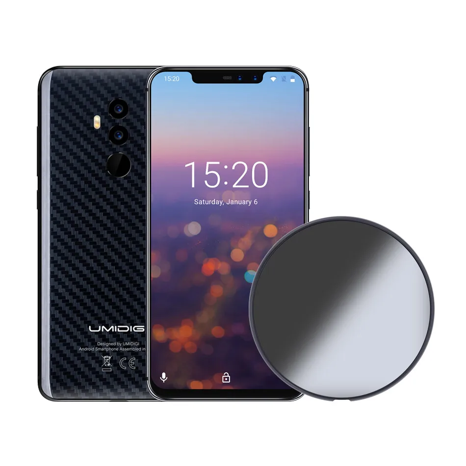 UMIDIGI Z2 Pro 6," полноэкранный Смартфон Android 8,1 6 ГБ+ 128 Гб Helio P60 16 МП с четырехобъективом 4G LTE NFC Беспроводной зарядный мобильный телефон - Цвет: CarbonFiber Q1black