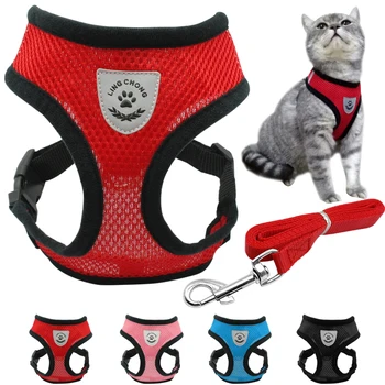 

Mesh Cat Harness and Leash Set Kitten Dog Puppy Harness Nylon Cats Vest Jacket Walking Lead Leash