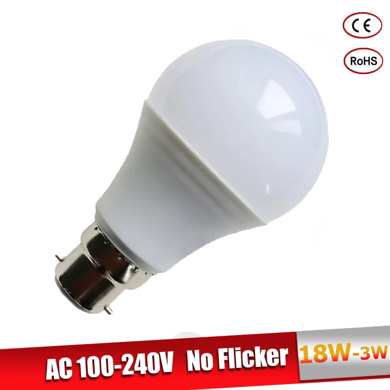 Lámparas led e27 B22 bombilla LED 220 V 110 V 3 W 5 W 7 W 9 W 12 W 15 W 18 W poder real lampadine fría led blanco cálido bombilla de foco Led