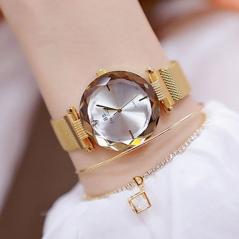 Женские часы 2019 Золотые круглые модные Montre Femme роскошные женские браслет для