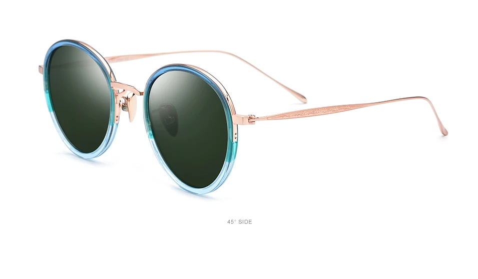 Женские поляризованные солнцезащитные очки из титана и ацетата в стиле ретро, зеркальные солнцезащитные очки для мужчин, Модные Винтажные круглые мужские солнцезащитные очки 853