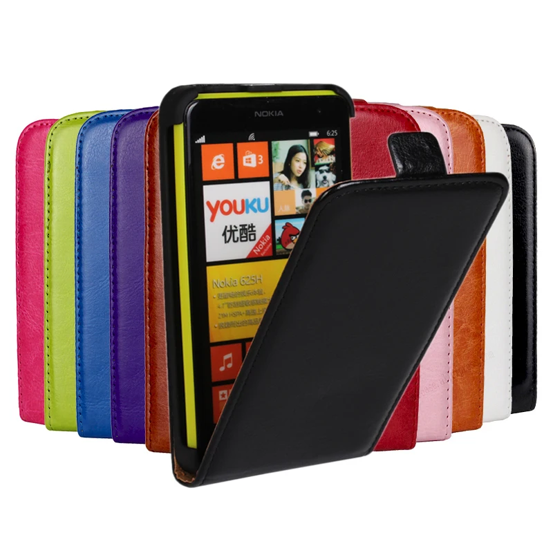 

Case For Nokia Lumia 625 Cover Luxury Crazy Horse PU Leather Flip Case For Nokia Lumia 625 N625 625H Coque Retro Vertical Shell
