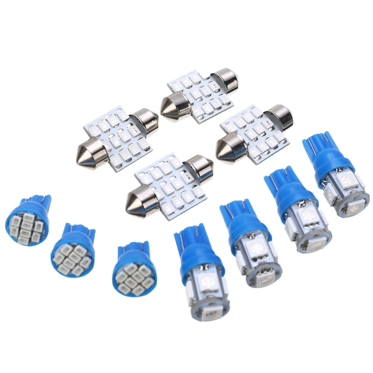 11Pcs/set Blue LED T10+31mm Car Led Light Bulb Kit Auto Festoon Interior Dome Map Tag Light License Plate Lamp