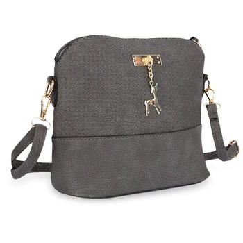

Guapabien Fashionable Plaid Pattern Small Deer Pendant Shell Shoulder Women Handbag, GRAY