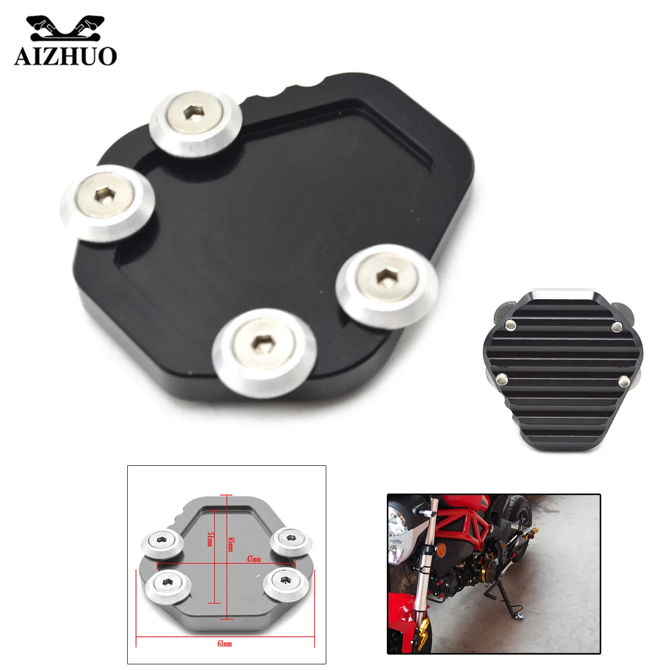 Motorbike parts Motorcycle CNC Kickstand Side Stand Enlarge kickstand pad For Benelli BN300 BNT300 BJ300 BNT 300 BN 300