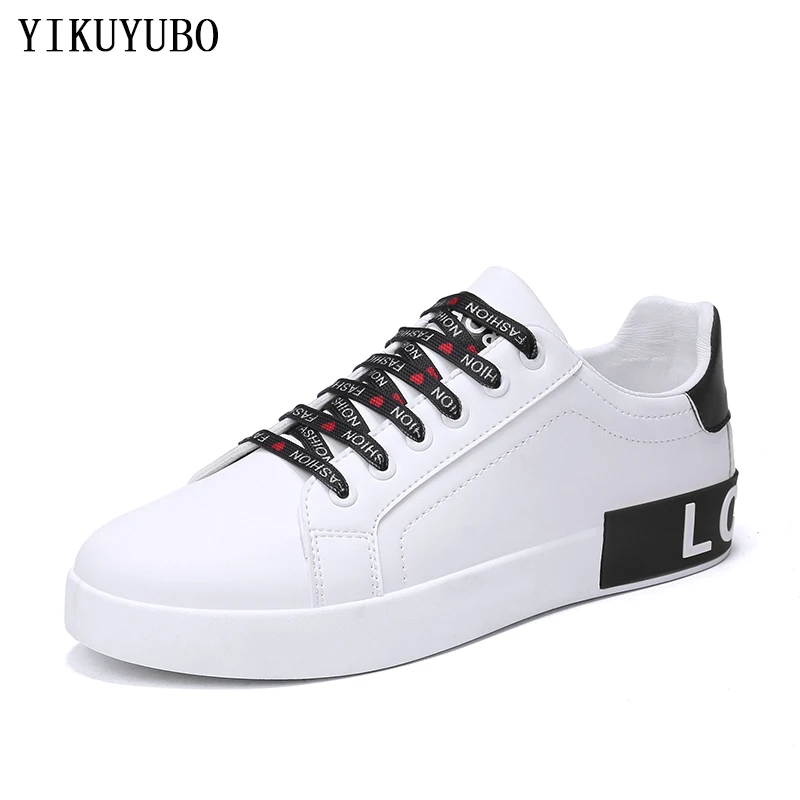 

YIKUYUBO Men Sneakers Spring Autumn Casual Leather Flat Lace-up Shoes Youth Comfortable Sports White Shoes Running Shoes
