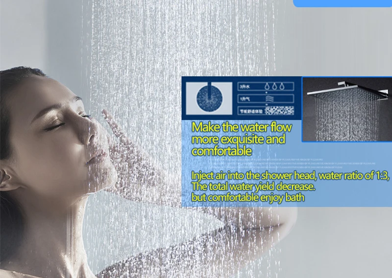 DCAN Bathroom Luxury Rain Mixer Shower Combo Set Wall Mounted 10'' Rainfall Shower Head System Polished Chrome (8)