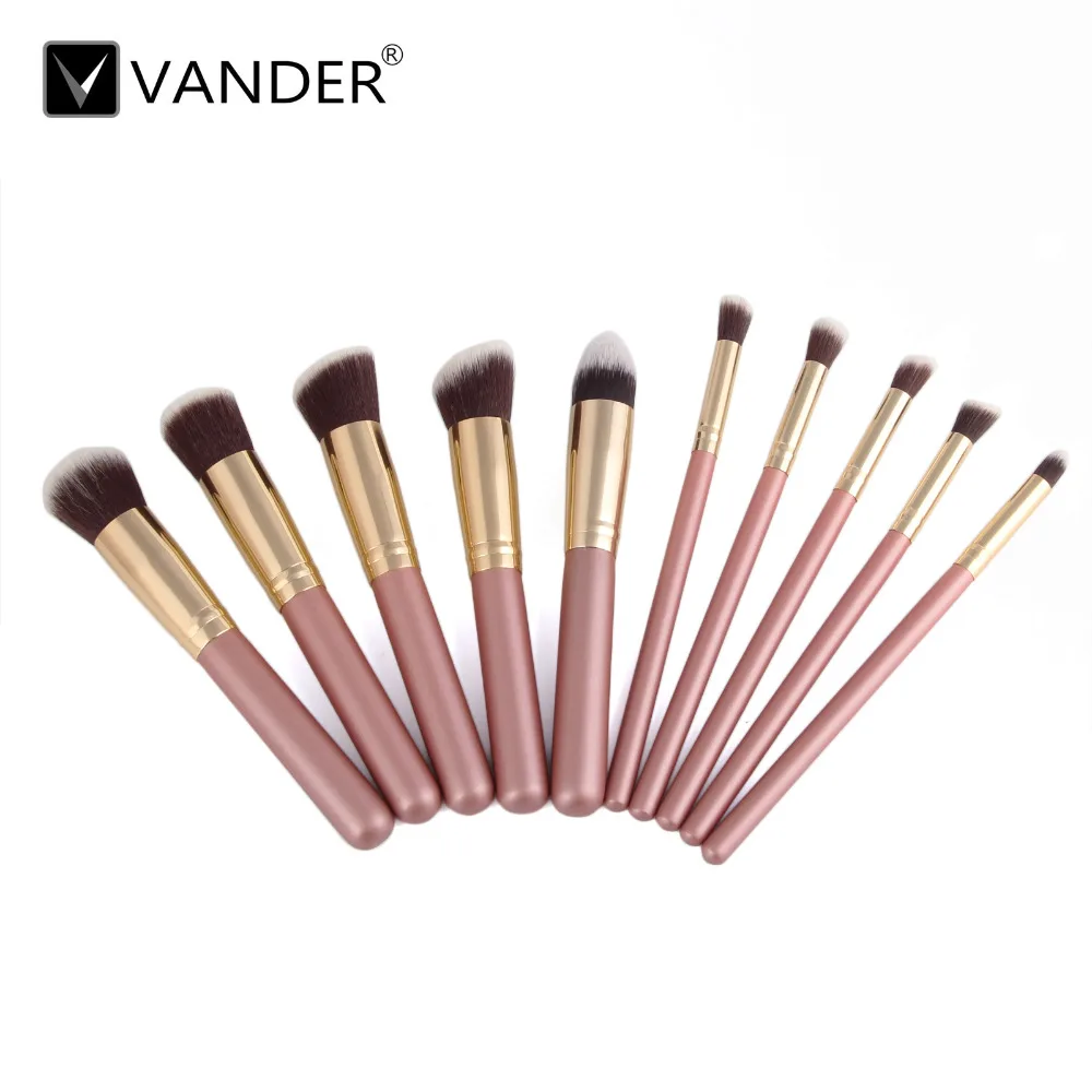 Professional 10Pcs Facial Makeup Brushes Set Contour Foundation Kabuki Powder Eyeshadow Lip