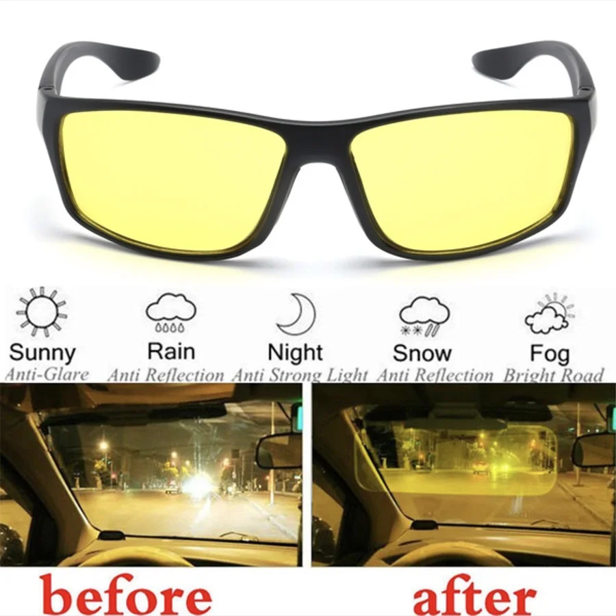 night vison driving glasses yellow black lense driver safety UV sunglasses goggles fashion men women day night glass night vison driving glasses yellow black lense driver safety UV sunglasses goggles fashion men women day night glass