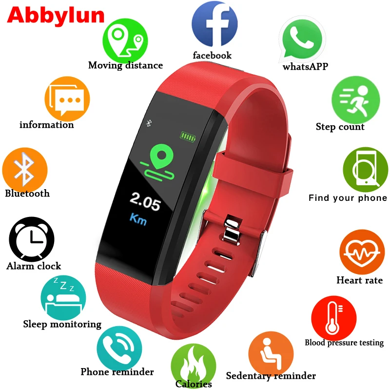 Abbylun Original Smart Bracelet Bluetooth 4.0 Sport Smart Watch with Heart Rate/Blood Monitoring Smart Band For Android iOS 
