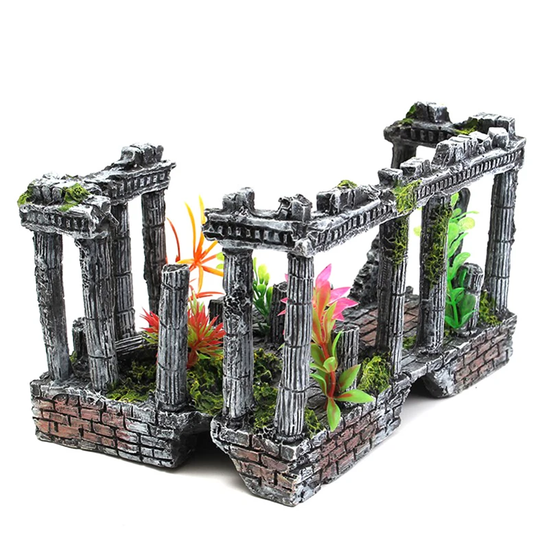 Artificial World Of Fish Tank Ancient Roman Column Ruins European Castle Ornament For Aquarium Decorations Reptile Box Landscape2