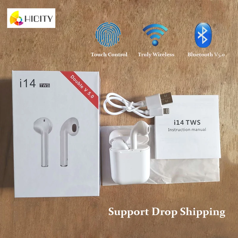 

i14 TWS 2019 Original Bluetooth Earphone Wireless Earbuds 1:1 Touch Control for Xiaomi iphone Android VS i7 i9s i10 i12 i13 tws
