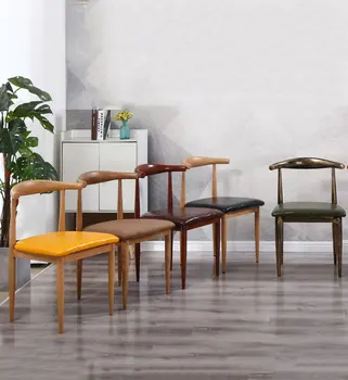 

Iron Arts Niujiao Chair Restaurant Chair Milk Tea Shop Cafe Chair Back Simple Chair Combination Home