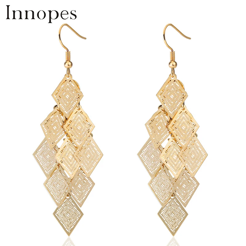 

Innopes 2019 Bohemian Long Unique Women's Round Cutout Earrings Pendant Earrings Jewelry Earrings
