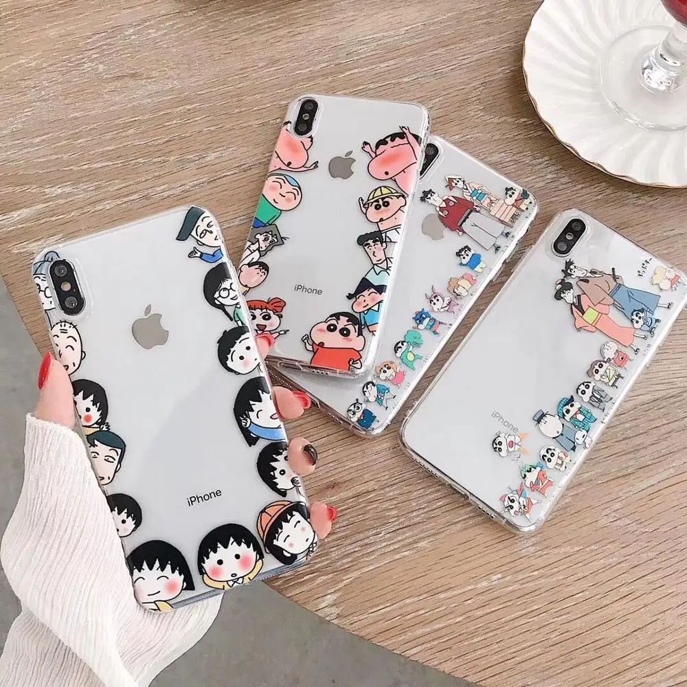 

ORYKSZ Lovely Cartoon Crayon Shin chan Silicon Phone Case For iphone XR X XS Max 6S 6 7 8 Plus Ultra Slim Clear TPU Back Cover