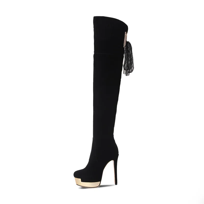 MORAZORA/обувь на высоком каблуке; женские ботфорты; сезон осень-зима; ботинки на платформе; Женская Модная элегантная однотонная обувь из флока