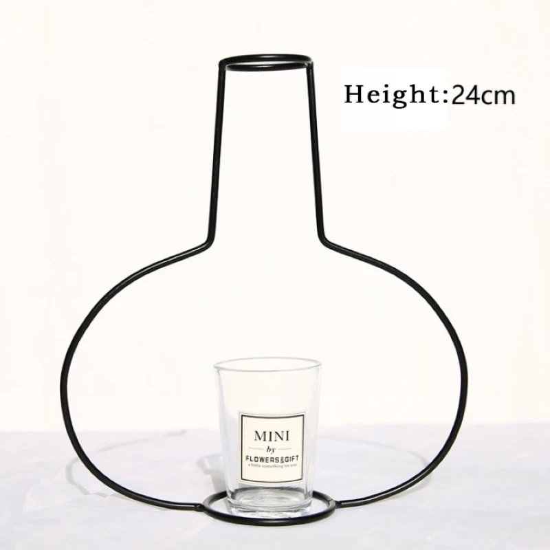 Nordic Style Metal Iron Vase Frame Flowers Shelving Geometric Art Decor Metal Frame Glass Flower Vase Garden Modern Home Decor