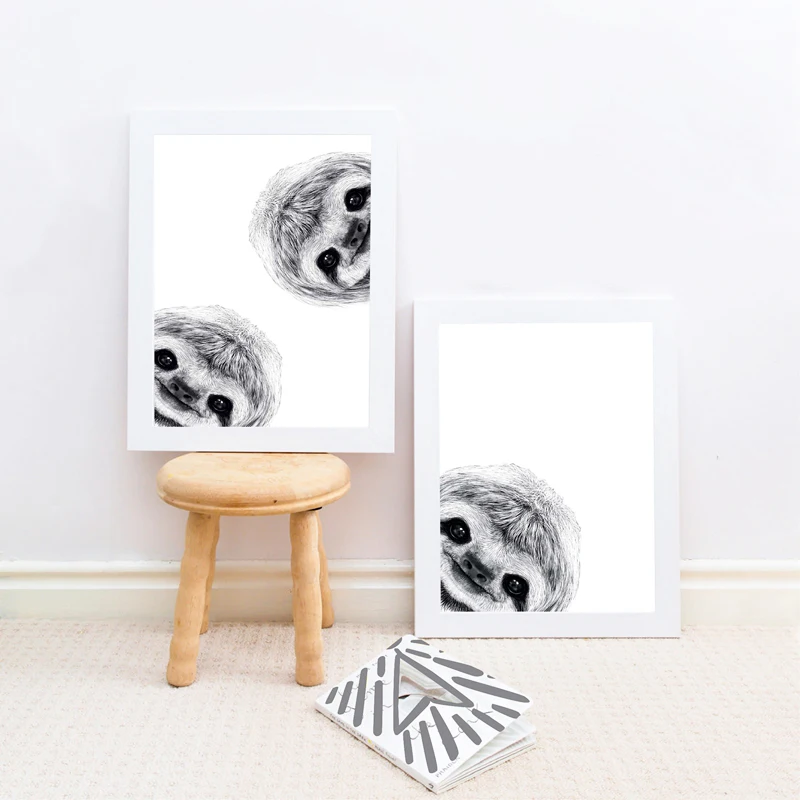 Cute Peekaboo Sloth Canvas Art Poster Home Decor